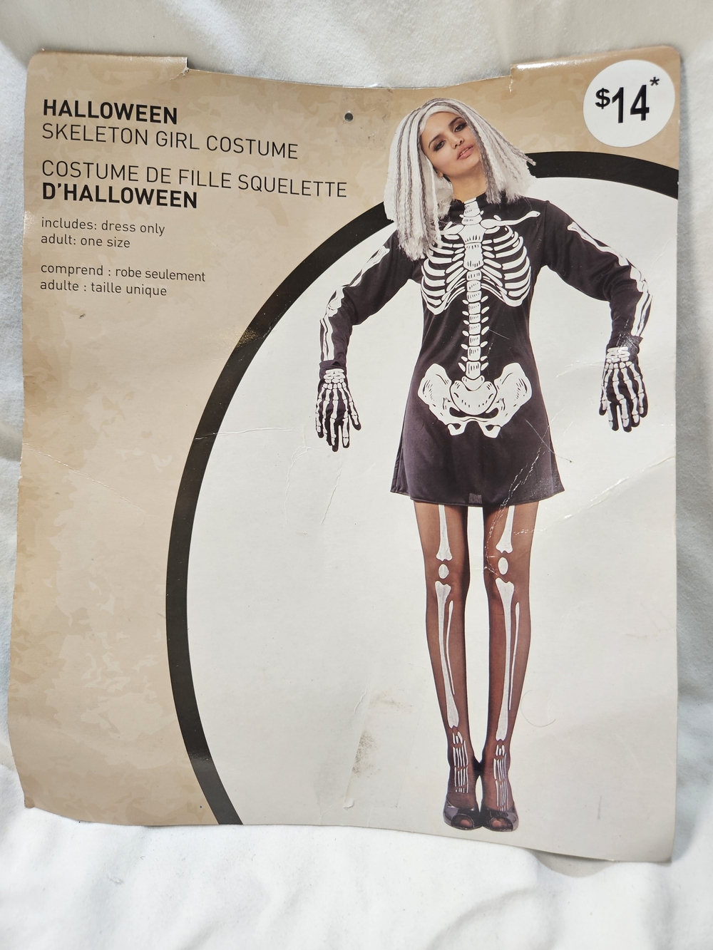 Ladies Skeleton Costume - Black and White Skeleton Halloween Dress, O/S, NWT